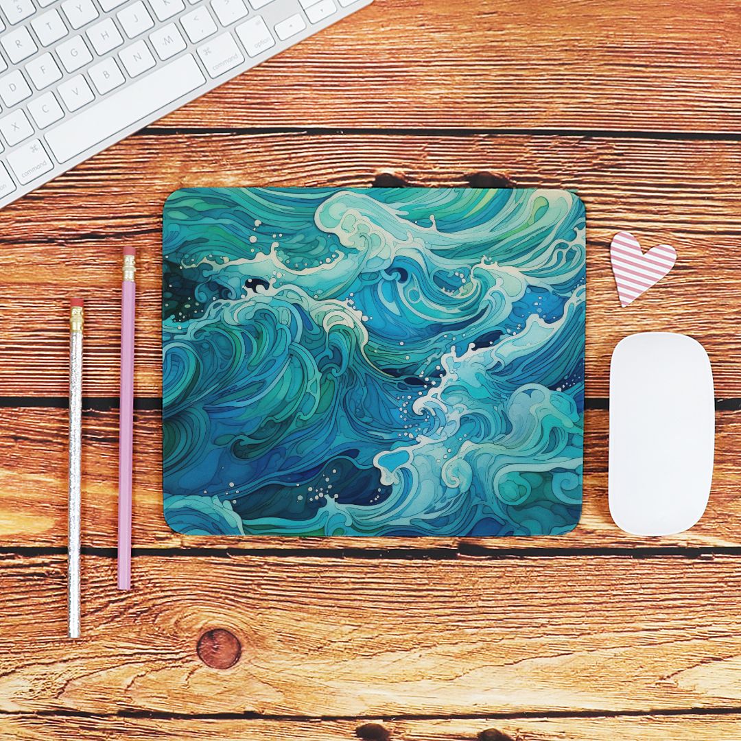 Mouse Pad (Rectangle) - Aqua Waves