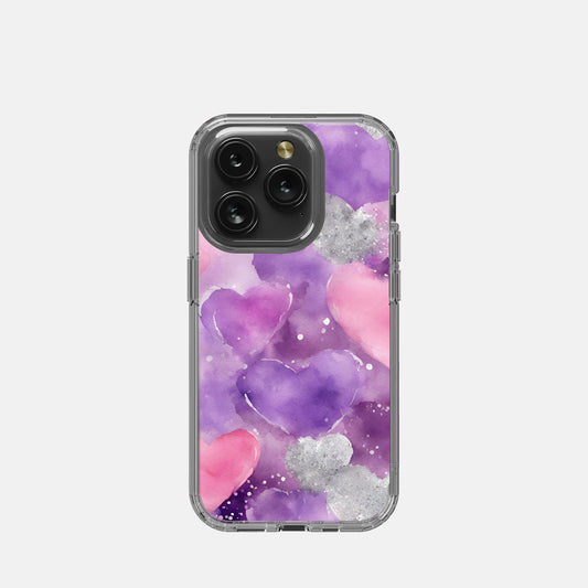 iPhone 15 Pro Clear Case - Floating Hearts