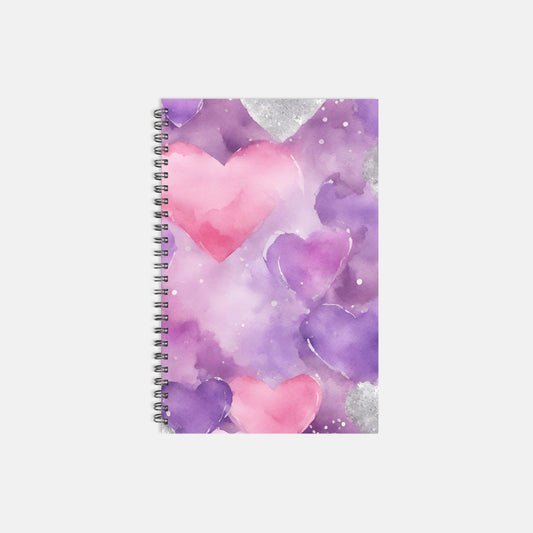 Planner Hardcover Spiral 5.5 x 8.5 - Floating Hearts
