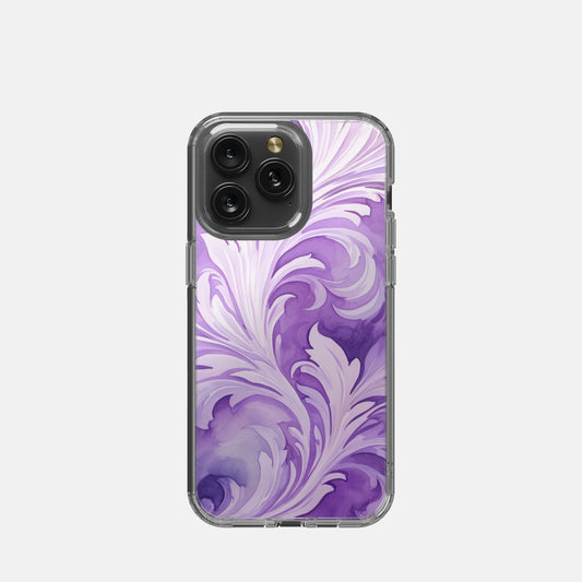 iPhone 15 Pro Max Clear Case - Swirly Feathers