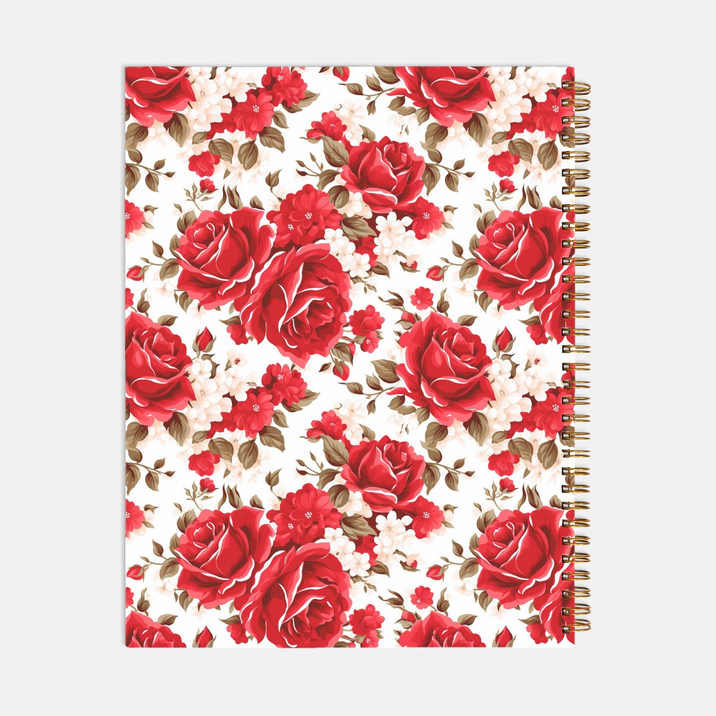 Notebook Softcover Spiral 8.5 x 11 - Red Roses