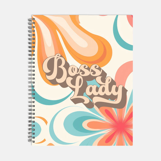 Notebook Hardcover Spiral 8.5 x 11 - Boss Lady Retro Flower