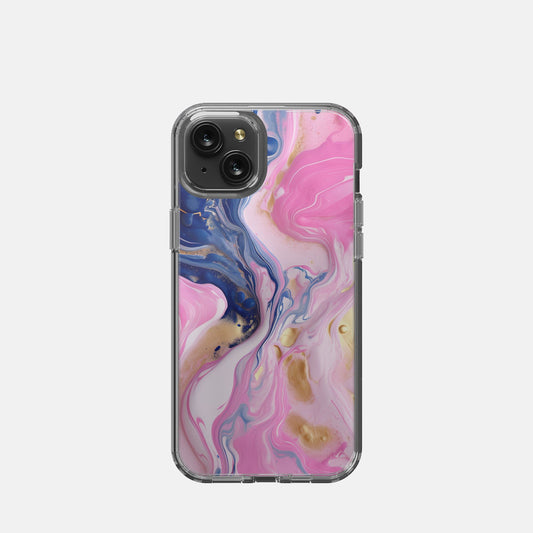 iPhone 15 Plus Clear Case - Pink Paint Swirl