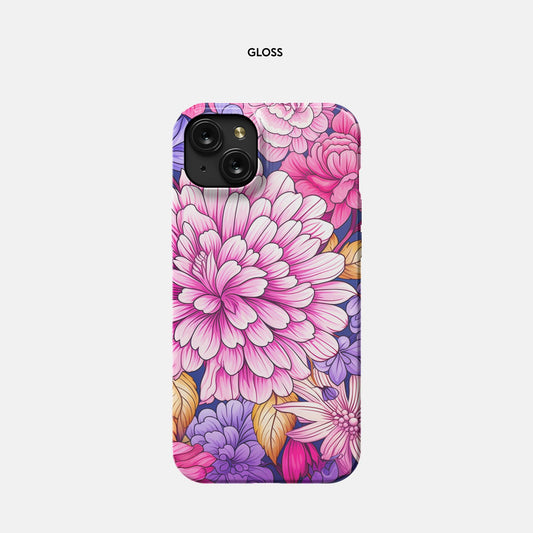iPhone 15 Plus Slim Case - Pink Foliage