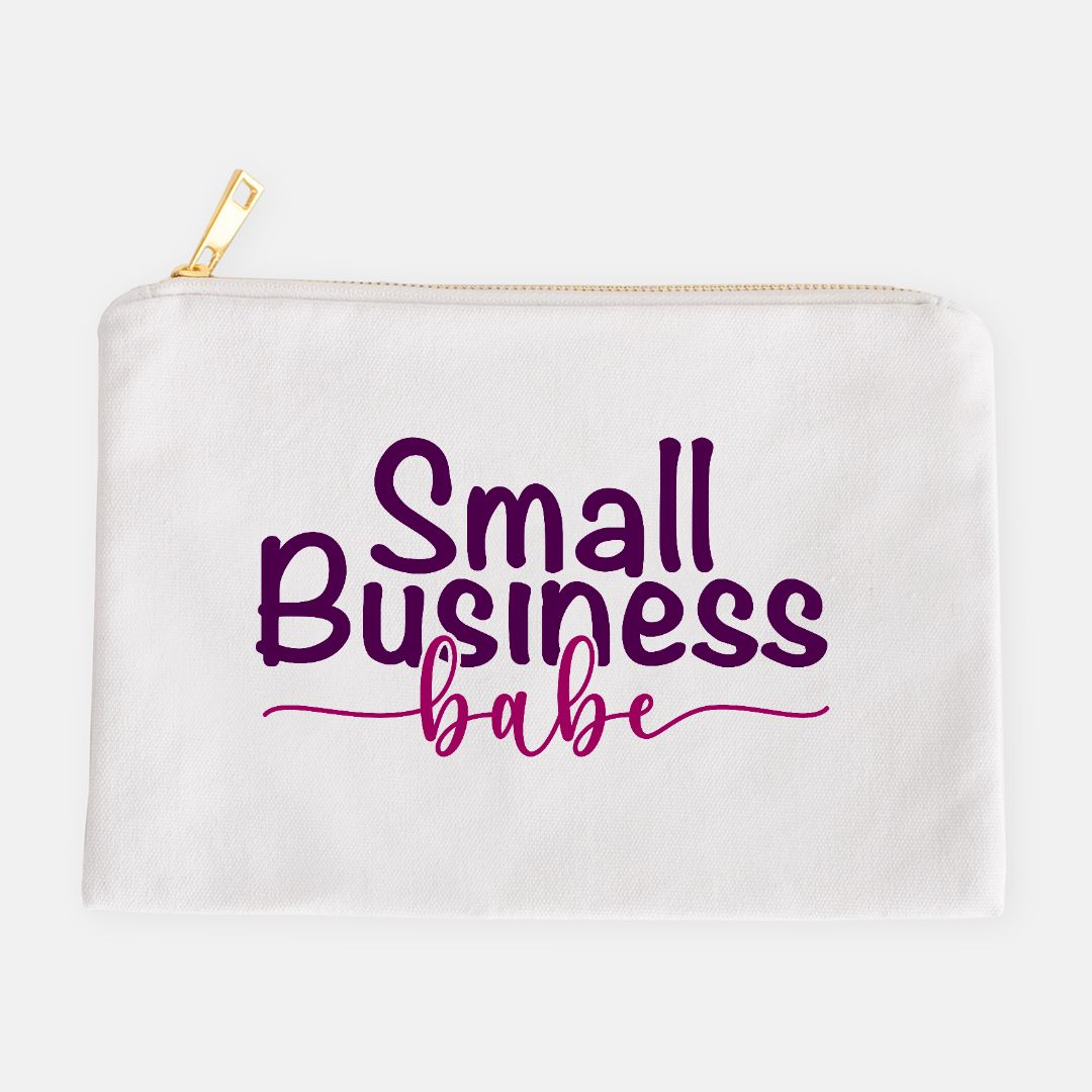 Showcase your small business pride with our Canvas Zipper Bag - Small Business Babe from Designs On The Go. Perfect for organizing your essentials, this durable and stylish bag is ideal for entrepreneurs on the go. Carry your must-haves with confidence and style.