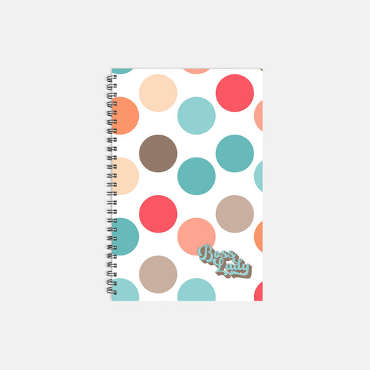 Notebook Hardcover Spiral 5.5 x 8.5 - Boss Lady Retro Polka Dot