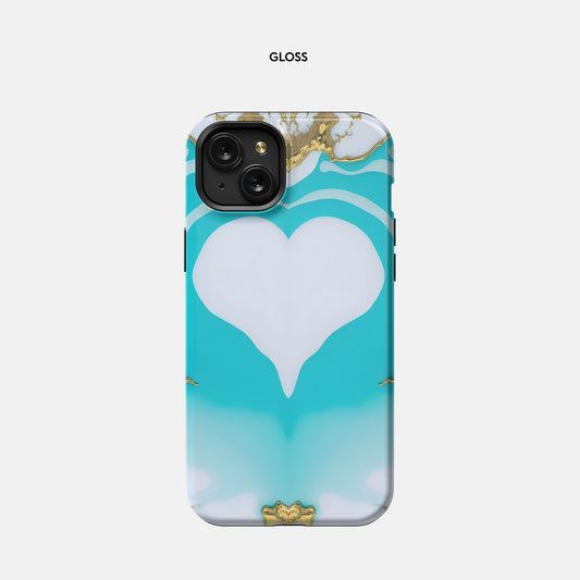 iPhone 15 Plus Tough Case - White Turq Heart