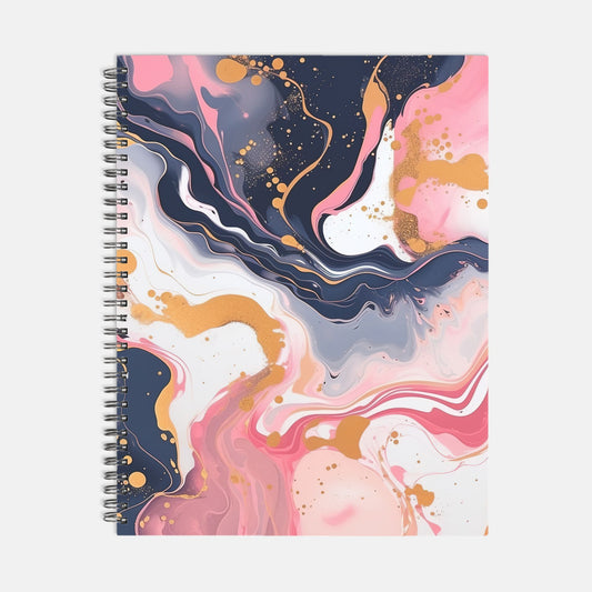 Notebook Softcover Spiral 8.5 x 11 - Coral Paint Swirl