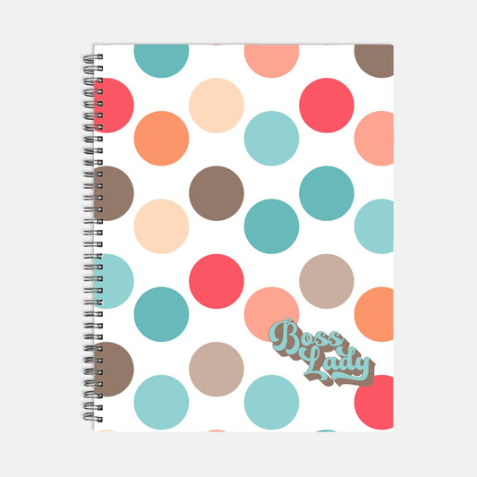 Notebook Softcover Spiral 8.5 x 11 - Boss Lady Retro Polka Dot