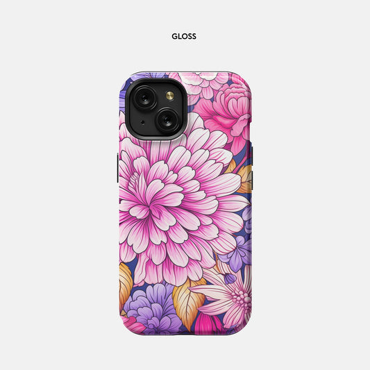 iPhone 15 Tough Case - Pink Foliage