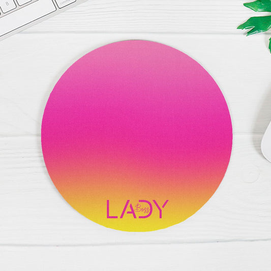 Mouse Pad (Round) - Boss Lady Modern Pink