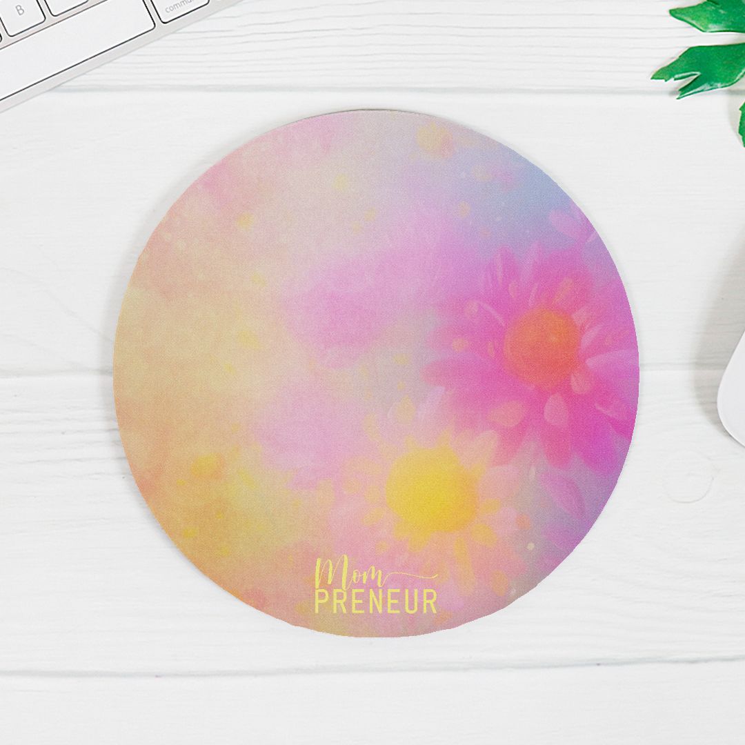 Mouse Pad (Round) - Mompreneur Fantasy Daisy