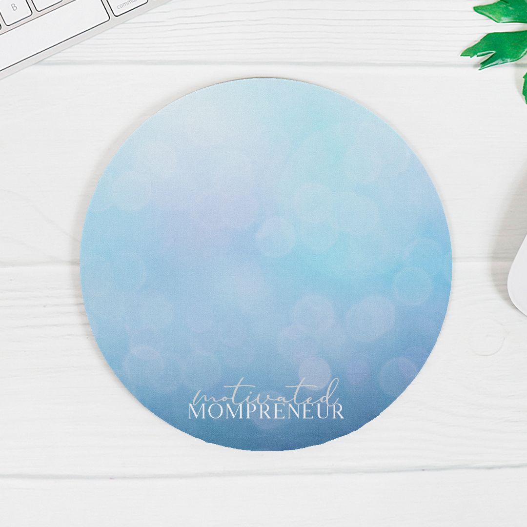 Mouse Pad (Round) - Motivated Mompreneur Icy Blue