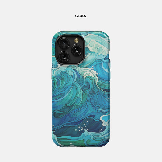 iPhone 15 Pro Max MagSafe Tough Case - Aqua Waves