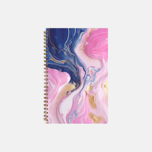 Notebook Hardcover Spiral 5.5 x 8.5 - Pink Paint Swirl