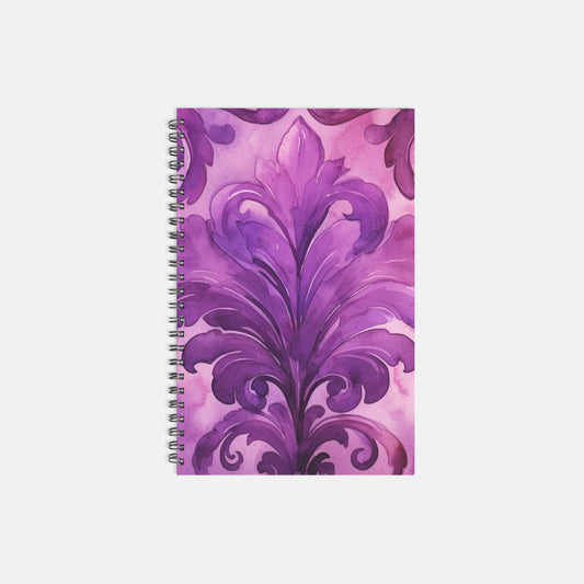 Notebook Hardcover Spiral 5.5 x 8.5 - Magenta Damask