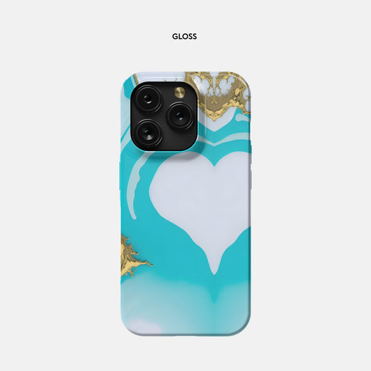 iPhone 15 Pro Slim Case - White Turq Heart