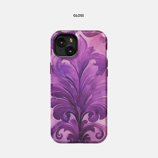 iPhone 15 Plus Tough Case - Magenta Damask