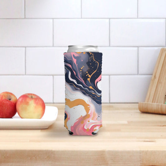 Slim Can Cooler - Coral Paint Swirl