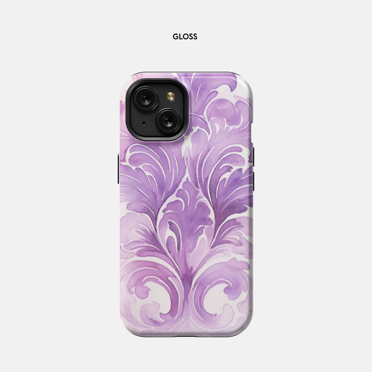 iPhone 15 Tough Case - Purple Damask