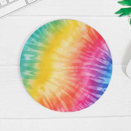 Mouse Pad (Round) - Rainbow Tie Dye