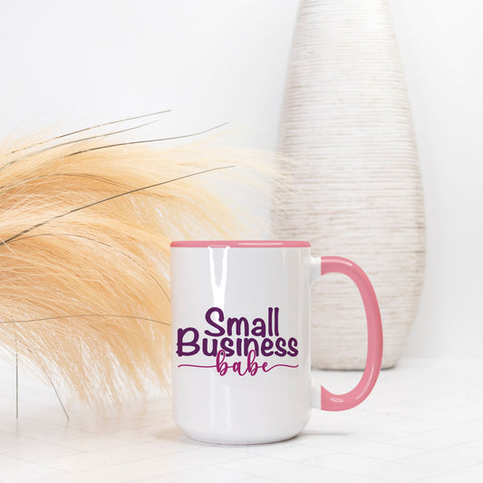 Mug Deluxe 15 oz. (Pink + White) - Small Business Babe