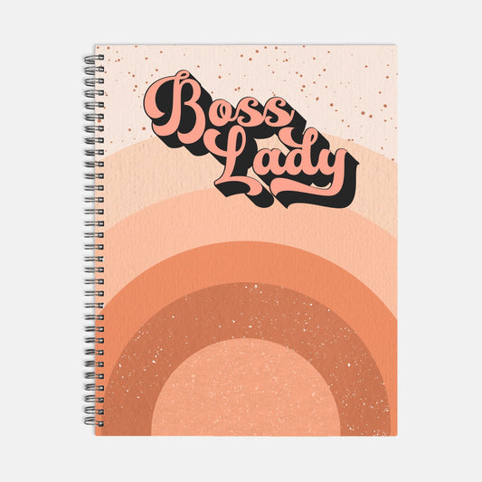 Notebook Softcover Spiral 8.5 x 11 - Boss Lady Retro Rainbow