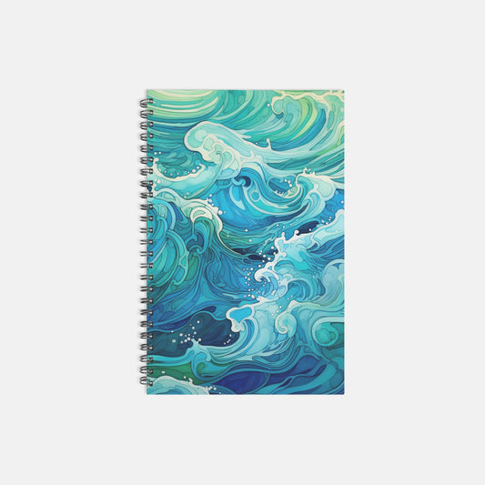 Notebook Softcover Spiral 5.5 x 8.5 - Aqua Waves