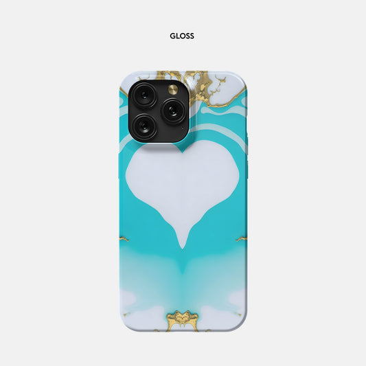 iPhone 15 Pro Max Slim Case - White Turq Heart