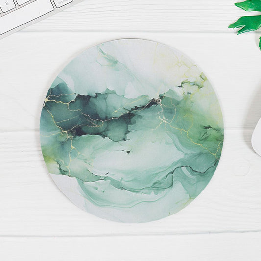 Mouse Pad (Round) - Green Marble