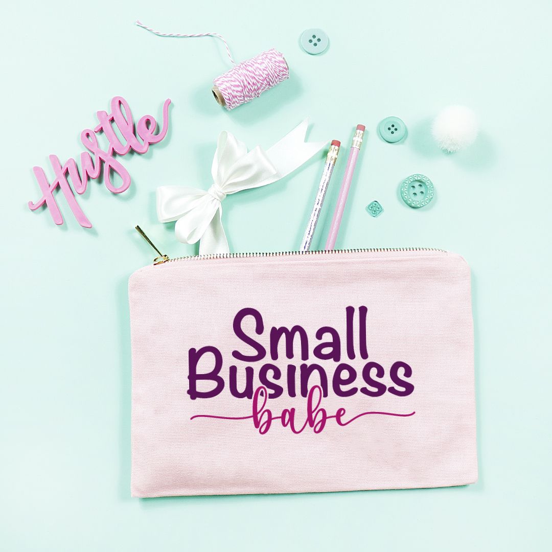 Showcase your small business pride with our Canvas Zipper Bag - Small Business Babe from Designs On The Go. Perfect for organizing your essentials, this durable and stylish bag is ideal for entrepreneurs on the go. Carry your must-haves with confidence and style.