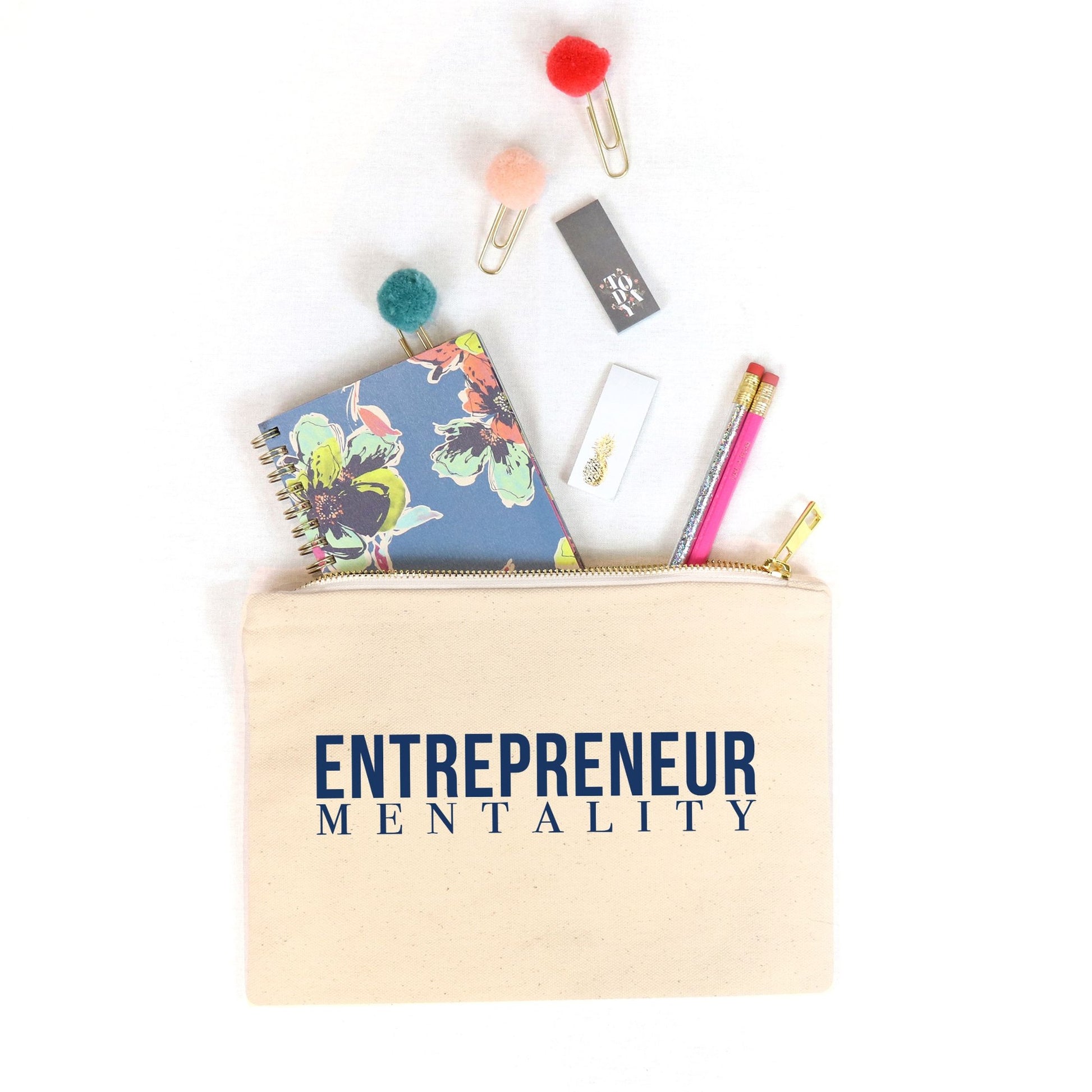 Elevate your organization with our Canvas Zipper Bag - Entrepreneur Mentality from Designs On The Go. Perfect for storing essentials, this stylish and durable bag reflects your entrepreneurial spirit. Ideal for travel, work, or everyday use, it keeps your items secure and easily accessible.