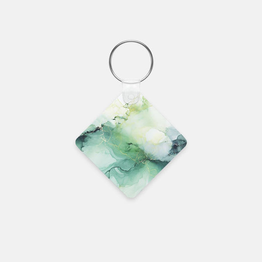 Key Chain (Square) - Green Marble