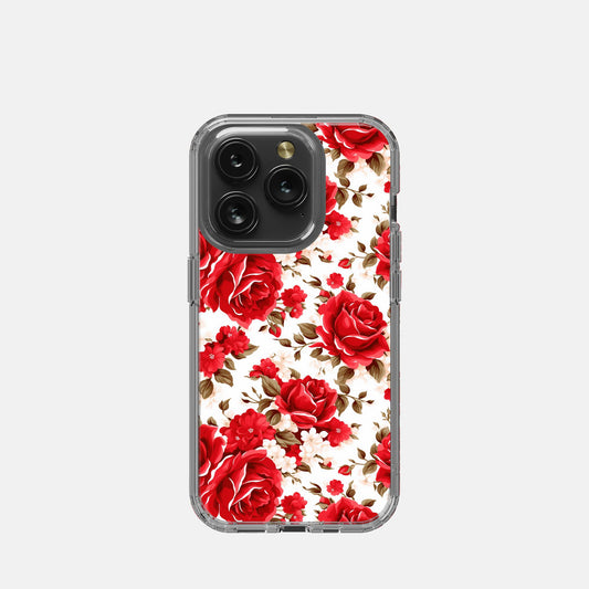 iPhone 15 Pro Clear Case - Red Roses