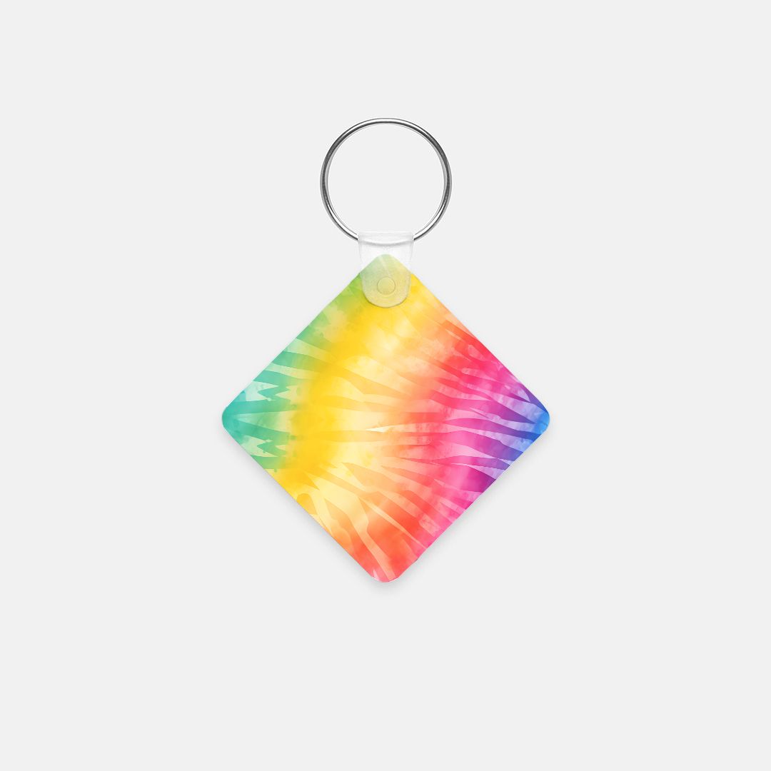 Key Chain (Square) - Rainbow Tie Dye