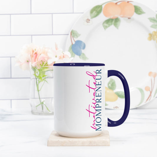 Mug Deluxe 15 oz. (Dark Blue + White) - Motivated Mompreneur