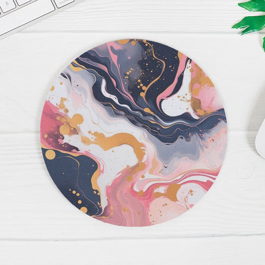 Mouse Pad (Round) - Coral Paint Swirl