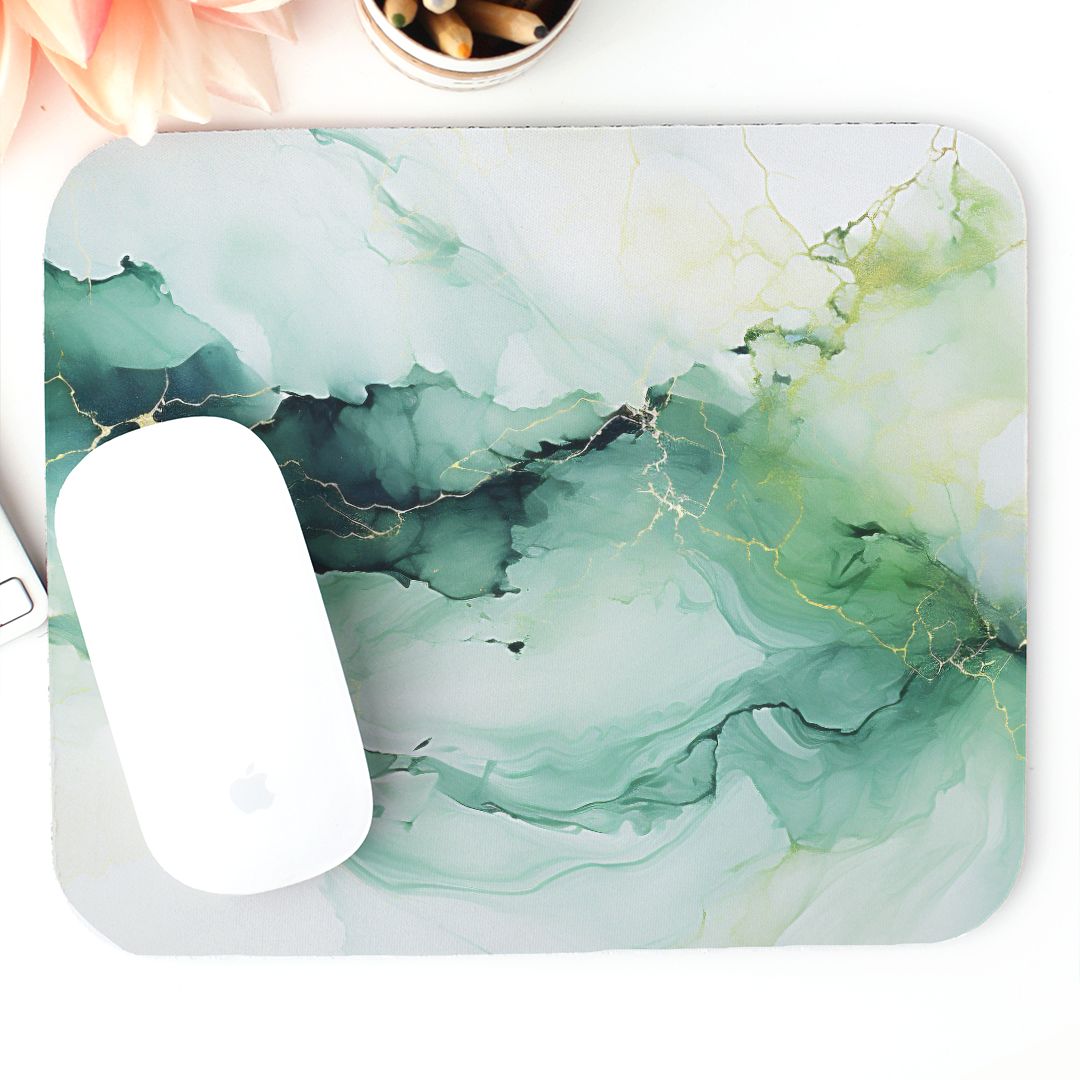Mouse Pad (Rectangle) - Green Marble