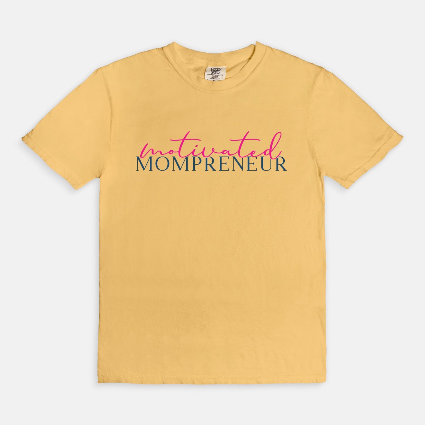 Elevate your entrepreneurial style with the Comfort Color Tee 1717 - Motivated Mompreneur from Designs On The Go. This premium tee offers unmatched comfort and durability, perfect for driven moms balancing business and family. Wear your motivation proudly and inspire others every day!