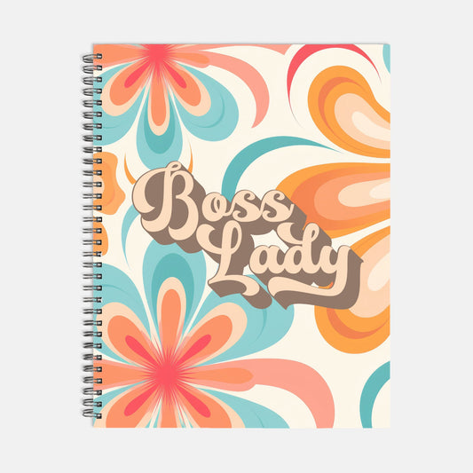 Notebook Softcover Spiral 8.5 x 11 - Boss Lady Retro Flower