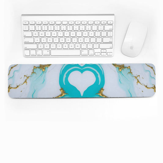 Keyboard Wrist Pad Rest - White Turq Heart