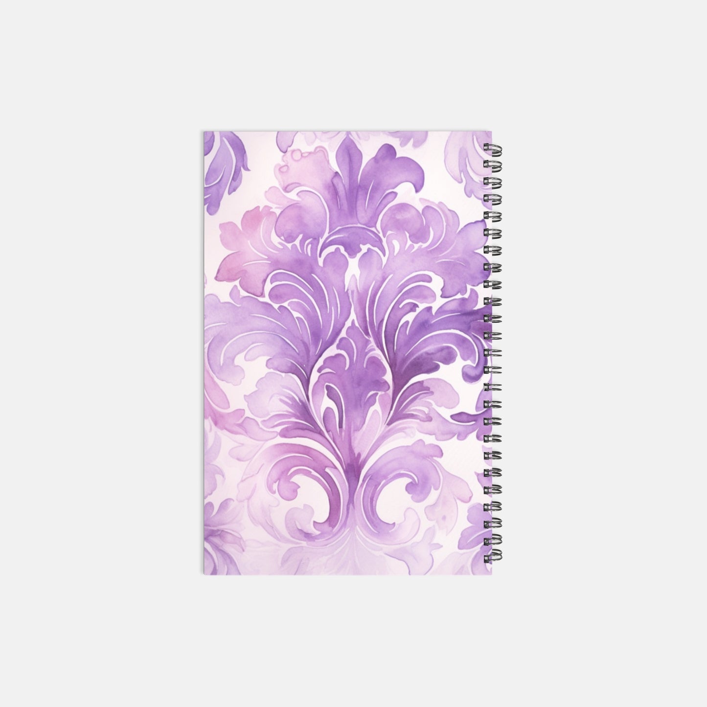 Notebook Softcover Spiral 5.5 x 8.5 - Purple Damask