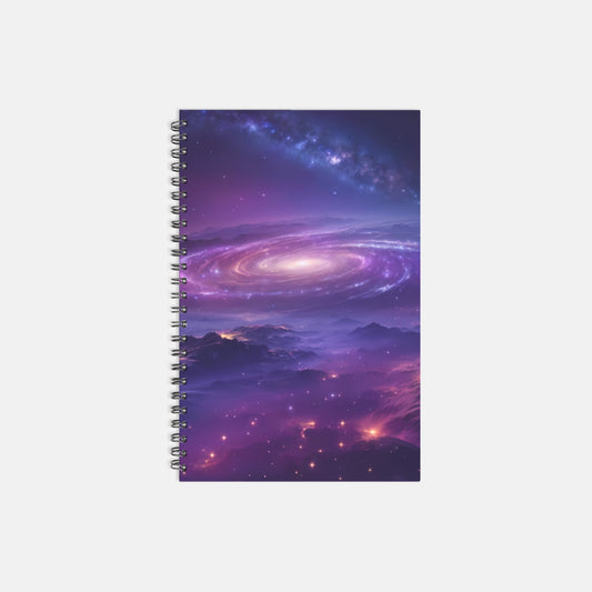 Notebook Softcover Spiral 5.5 x 8.5 - Night Sky Mountains
