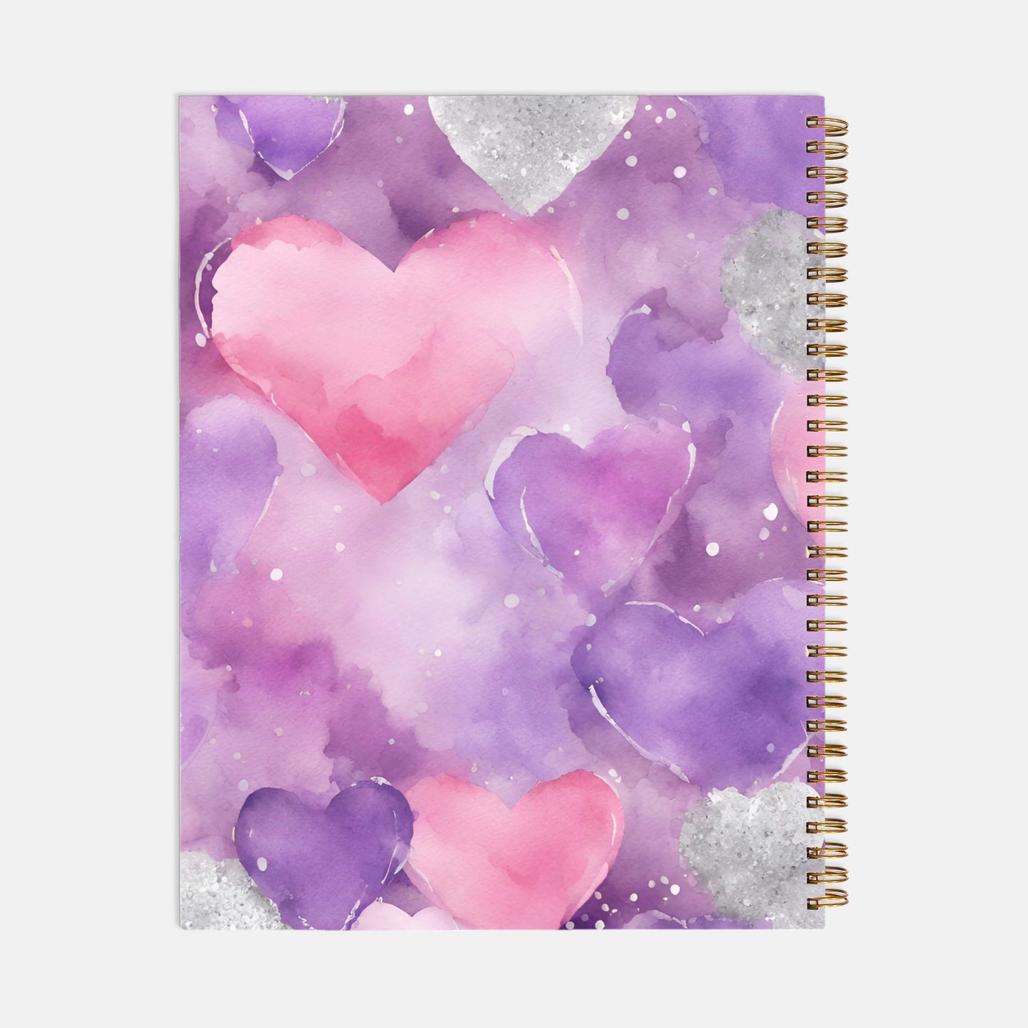 Notebook Hardcover Spiral 8.5 x 11 - Floating Hearts