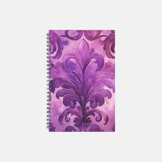 Notebook Softcover Spiral 5.5 x 8.5 - Magenta Damask