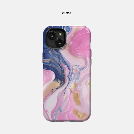 iPhone 15 Plus Tough Case - Pink Paint Swirl
