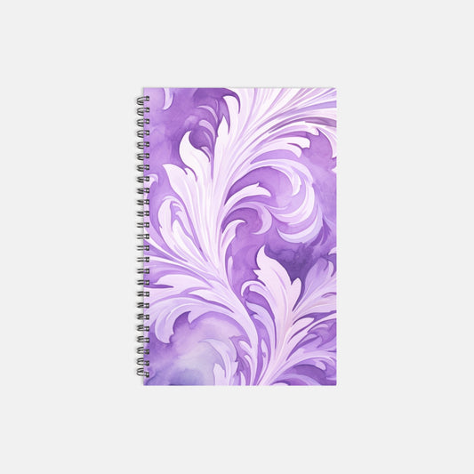 Notebook Hardcover Spiral 5.5 x 8.5 - Swirly Feathers