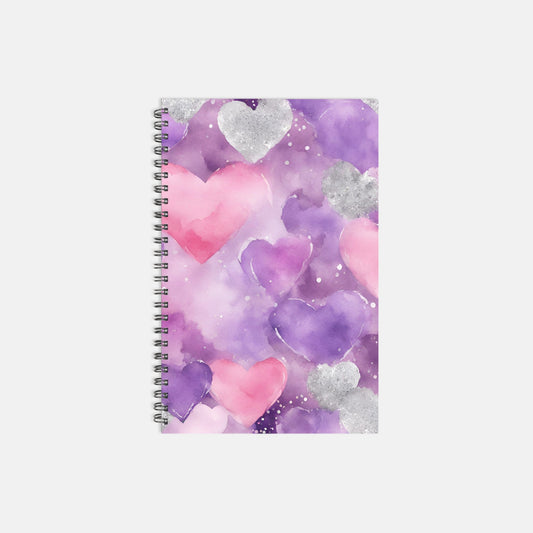 Notebook Softcover Spiral 5.5 x 8.5 - Floating Hearts