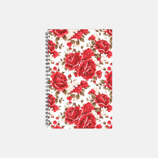 Notebook Softcover Spiral 5.5 x 8.5 - Red Roses
