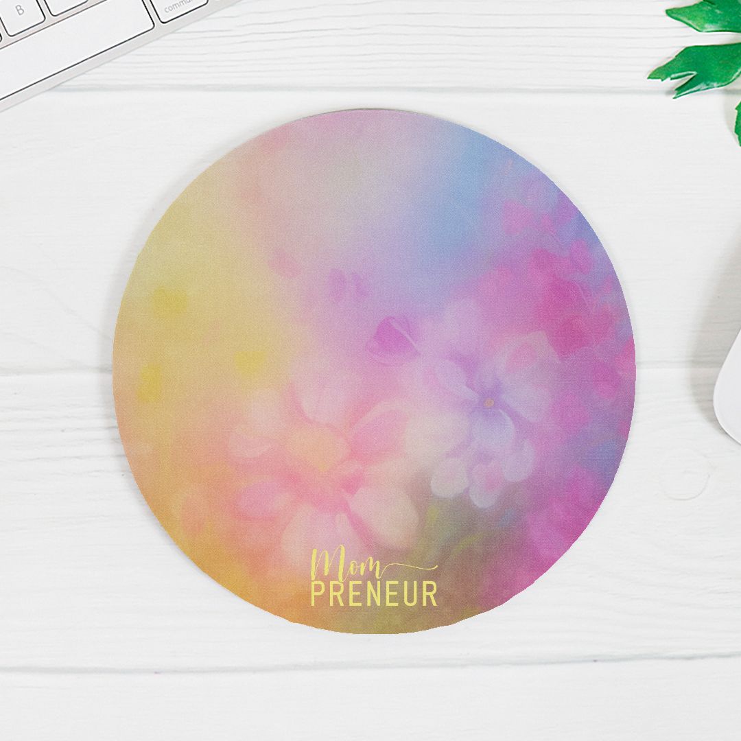 Mouse Pad (Round) - Mompreneur Fantasy Flowers